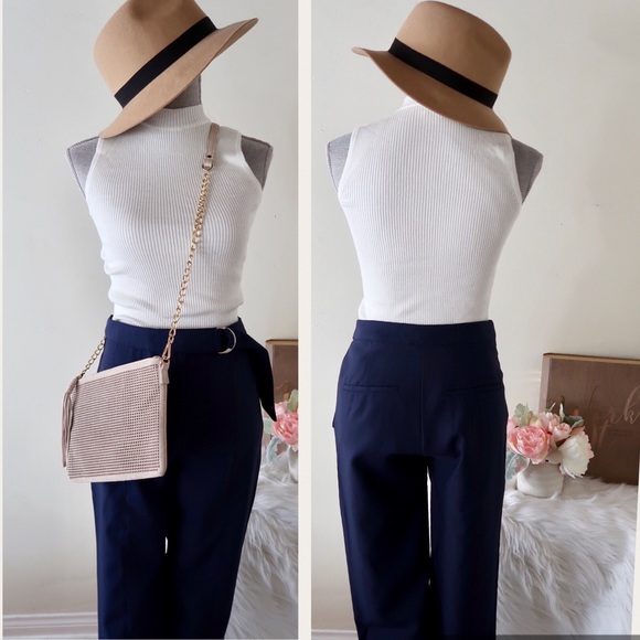 MEGHAN-Trouser Pants With Classy Split Front Hem - Picture 7 of 8